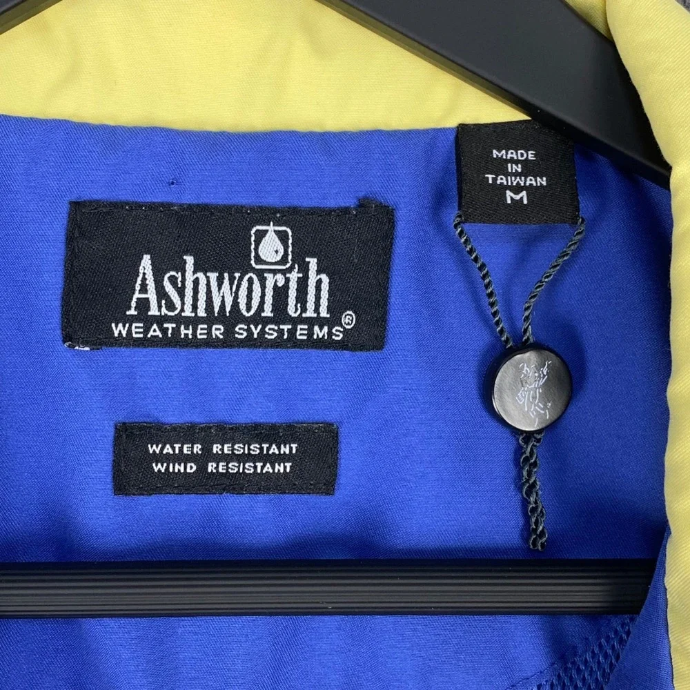 Ashworth Golf Windbreaker Windshirt Mens‎ M Blue Yellow Colorblock AM5208 New
